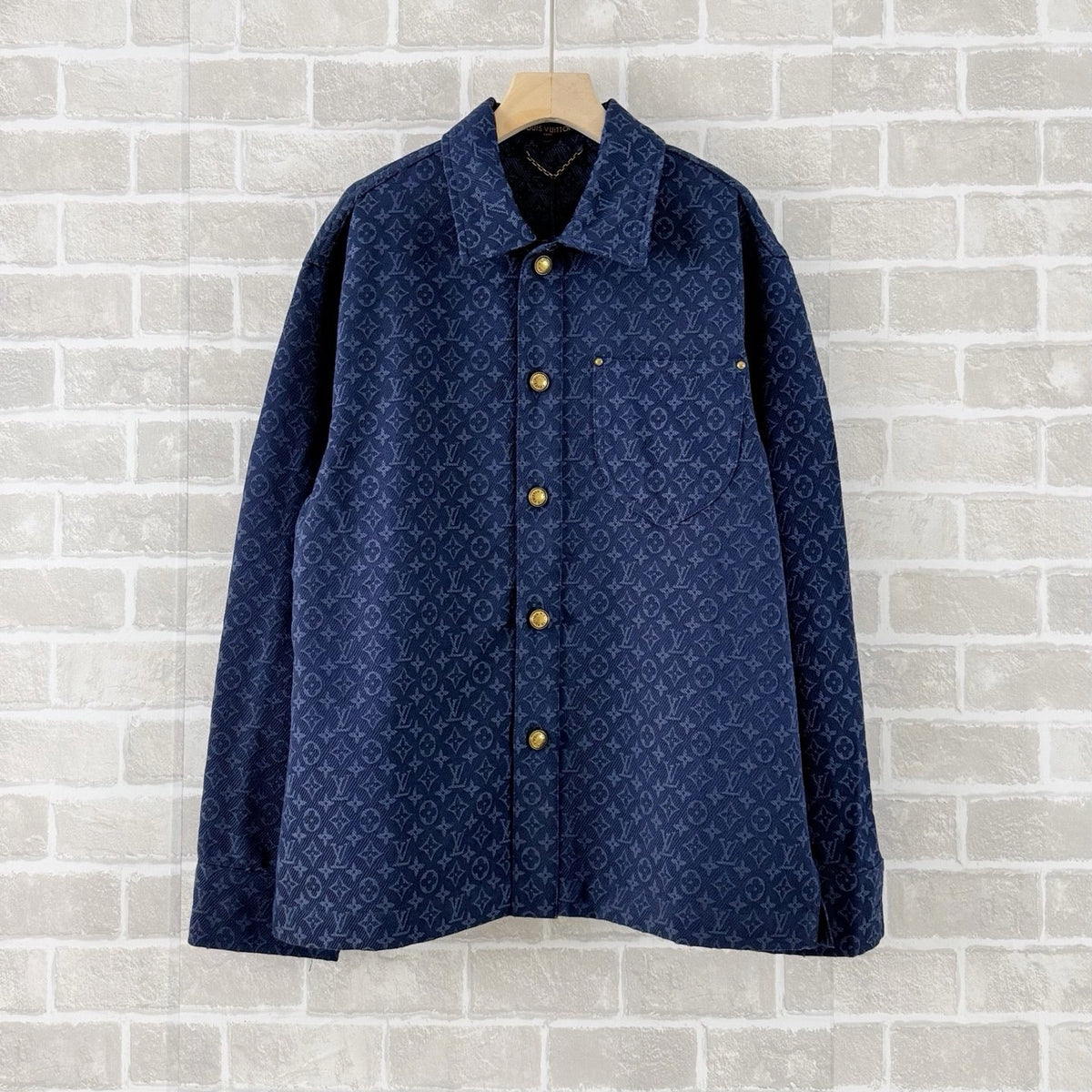 Navy Denim Monogram Overshirt – Herren