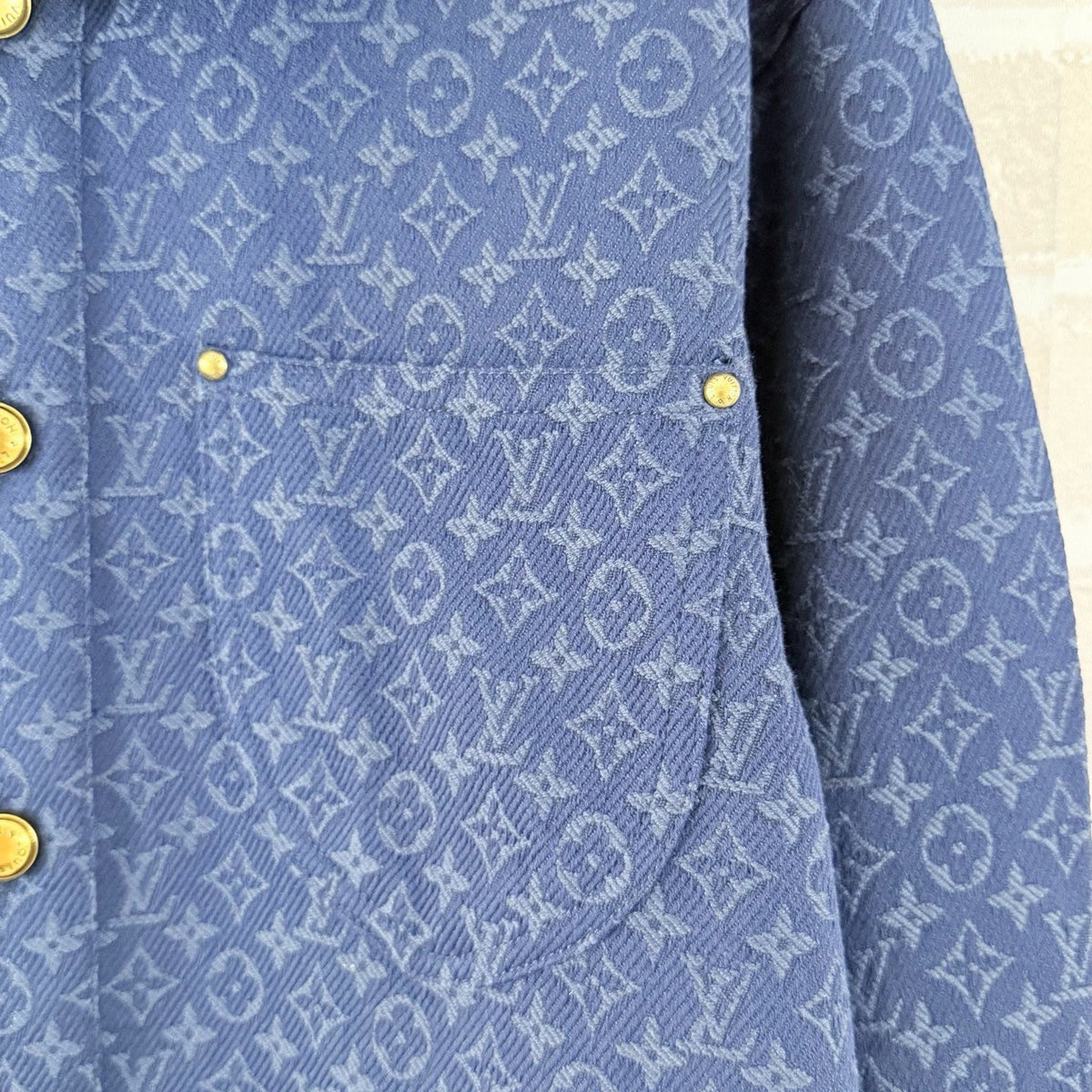 Navy Denim Monogram Overshirt – Herren