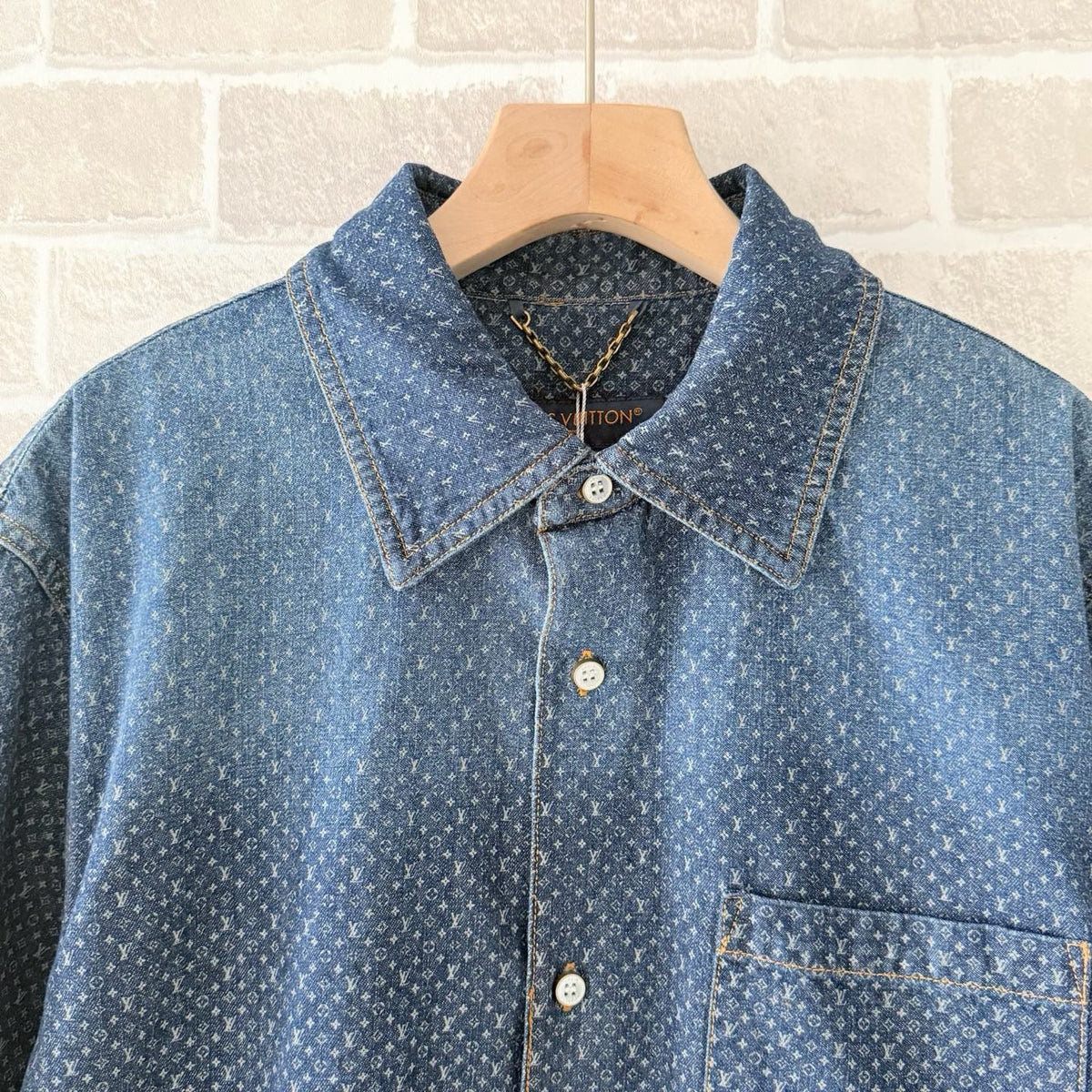 Blaues Monogramm-Jeanshemd – Herren