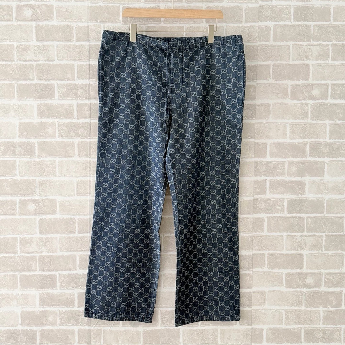 Gerade geschnittene Jeans mit blauem Denim-Monogrammdruck – Herren