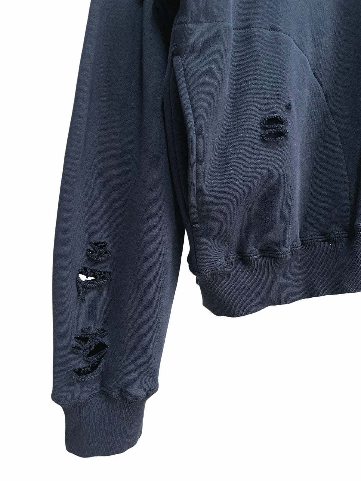 Marineblaue Baumwolljacke mit Reißverschluss im Used-Look – Herren
