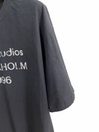 Schwarzes Kurzarm-T-Shirt aus Baumwolle mit Textprint – Herren