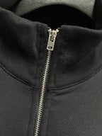 Black Wool Plain Bomber - Men's