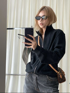 Black Wool Plain Bomber - Men's