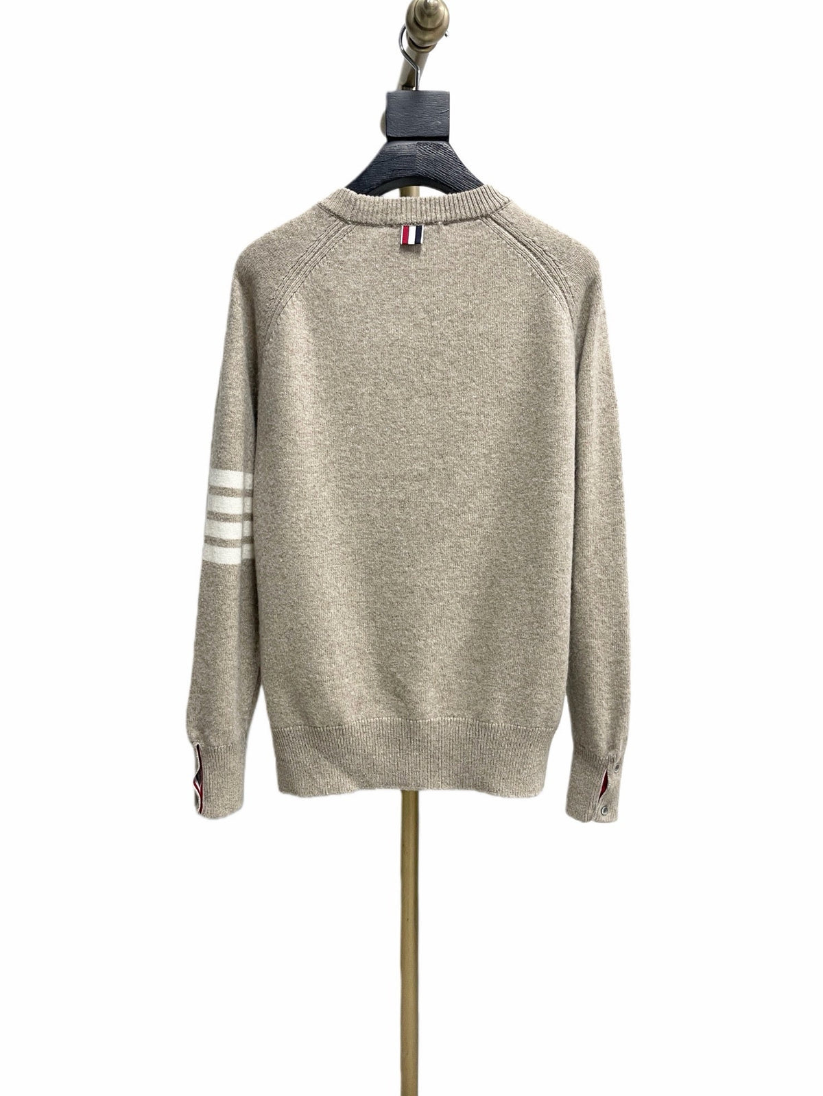 Beigefarbener Rundhals-Pullover aus Wolle – Herren