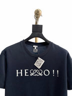 Marineblaues Baumwoll-T-Shirt mit Spruch – Herren