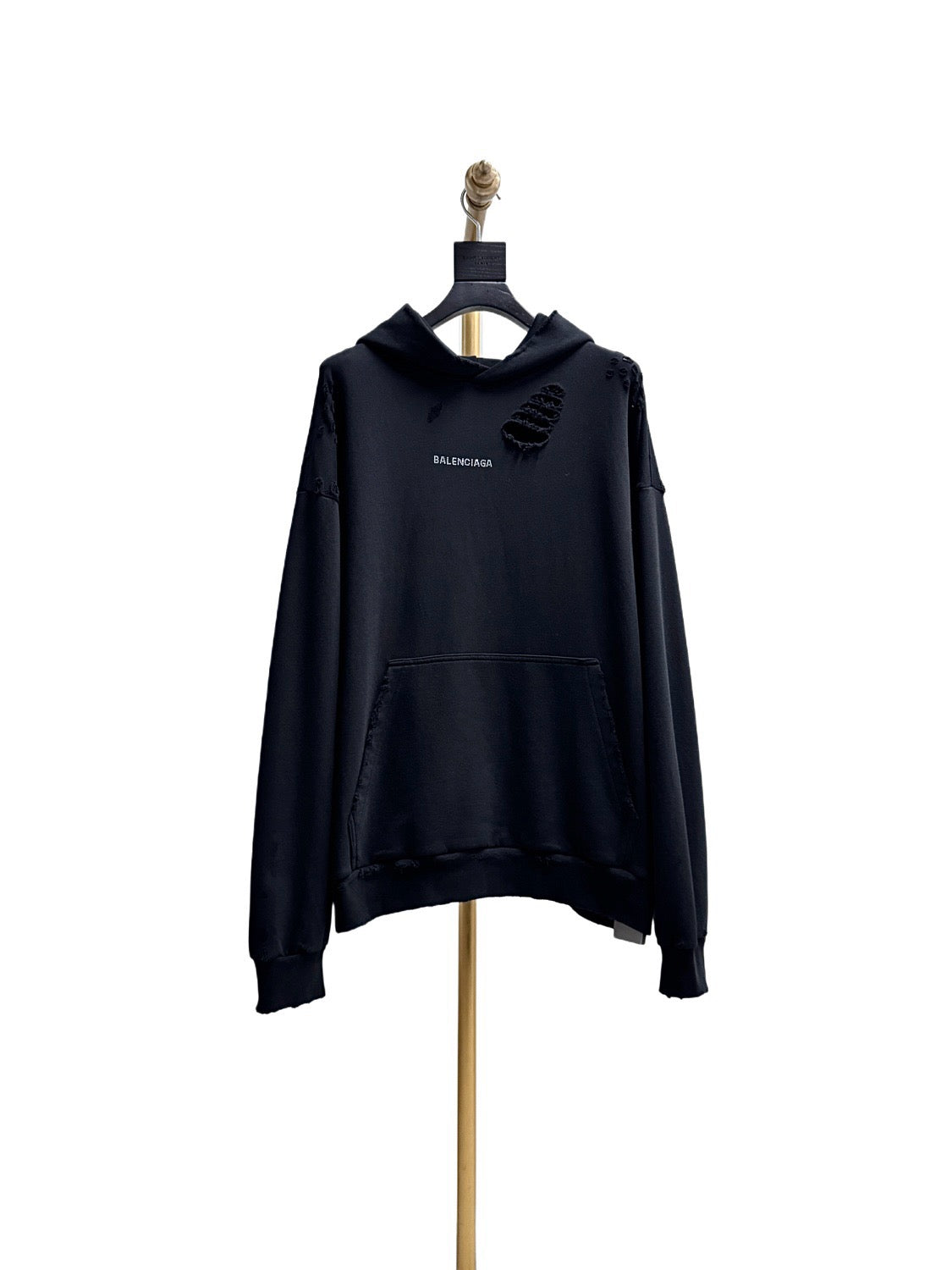 Schwarzer Pullover aus Baumwolle mit Used-Effekten – Herren