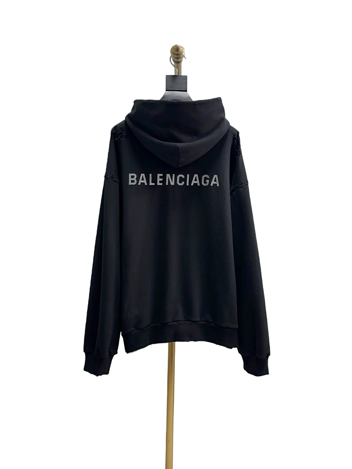 Schwarzer Pullover aus Baumwolle mit Used-Effekten – Herren