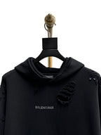 Schwarzer Pullover aus Baumwolle mit Used-Effekten – Herren