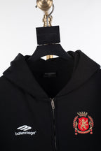 Black Cotton Logo Zip-Through - Men's