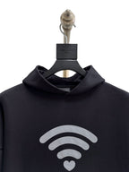 Schwarzer Baumwoll-Grafikpullover für Herren