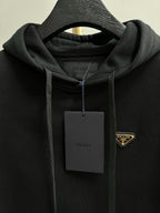 Schwarze Baumwoll-Logo-Reißverschlussjacke – Herren
