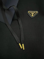Schwarze Baumwoll-Logo-Reißverschlussjacke – Herren