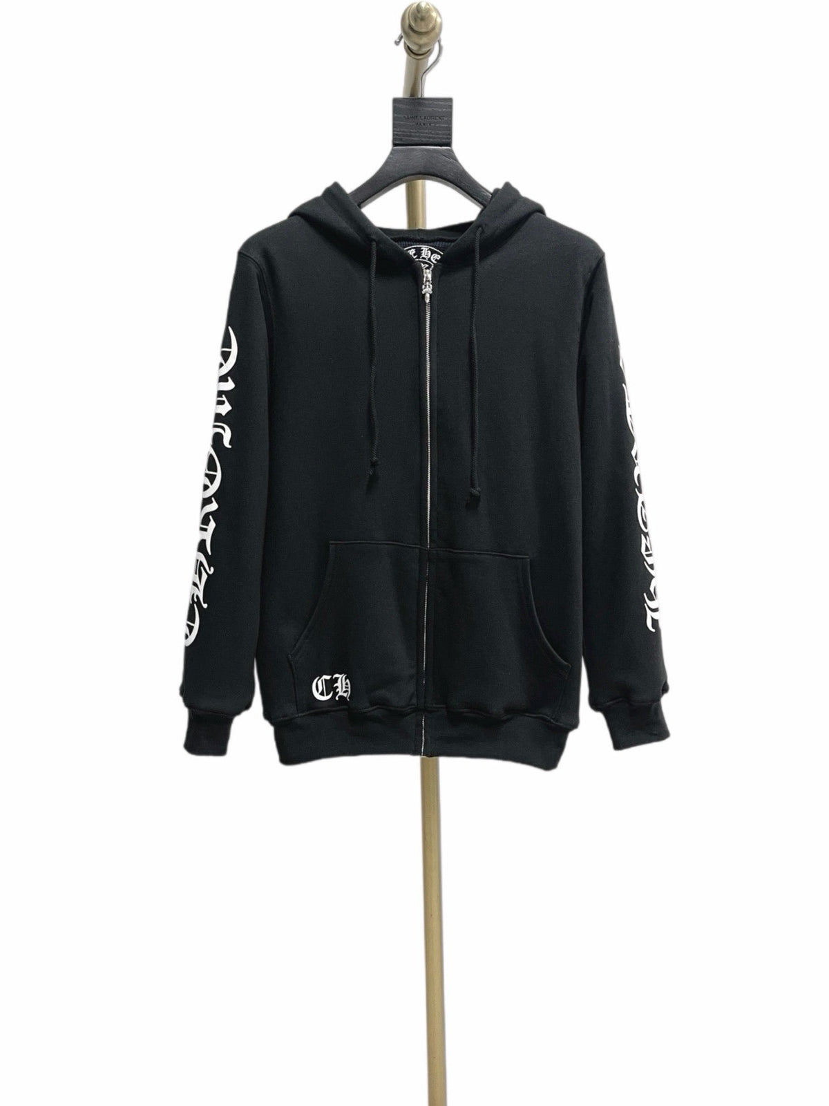 Schwarze Zip-Through Jacke aus Baumwolle mit Grafik – Herren