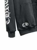 Schwarze Zip-Through Jacke aus Baumwolle mit Grafik – Herren