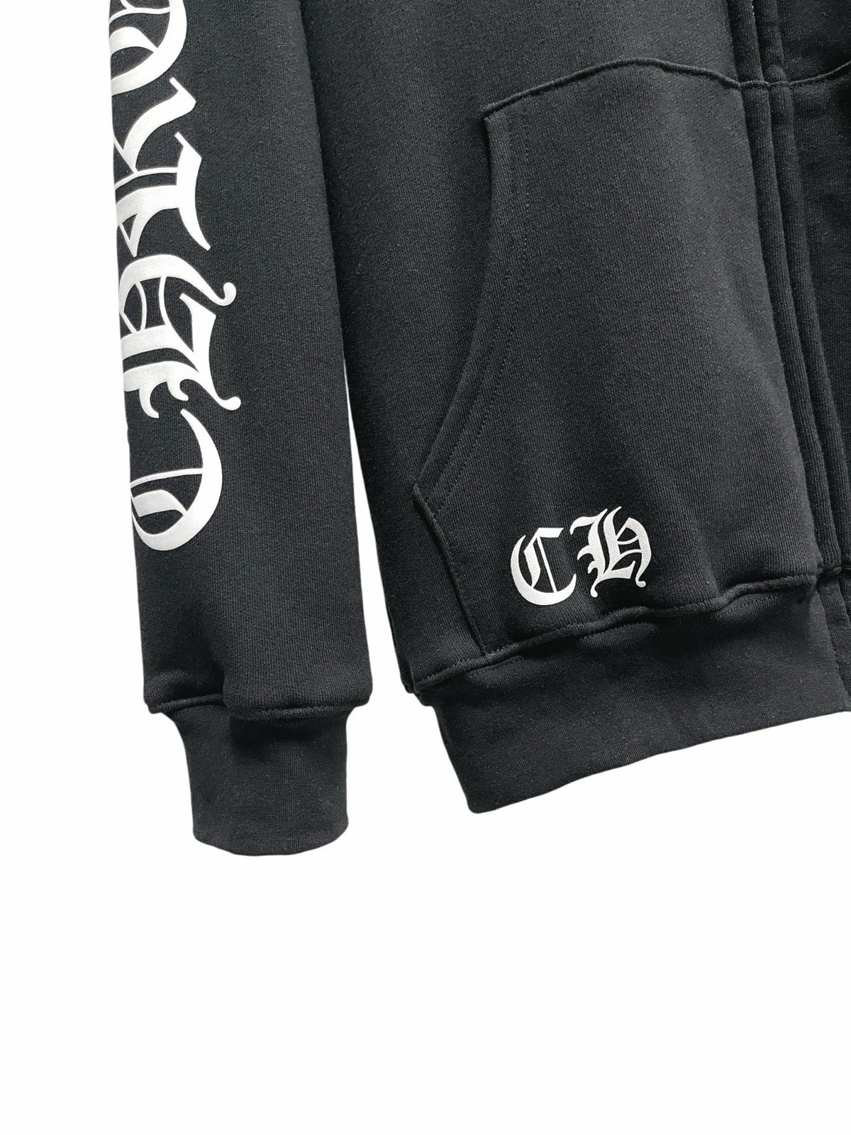 Schwarze Zip-Through Jacke aus Baumwolle mit Grafik – Herren
