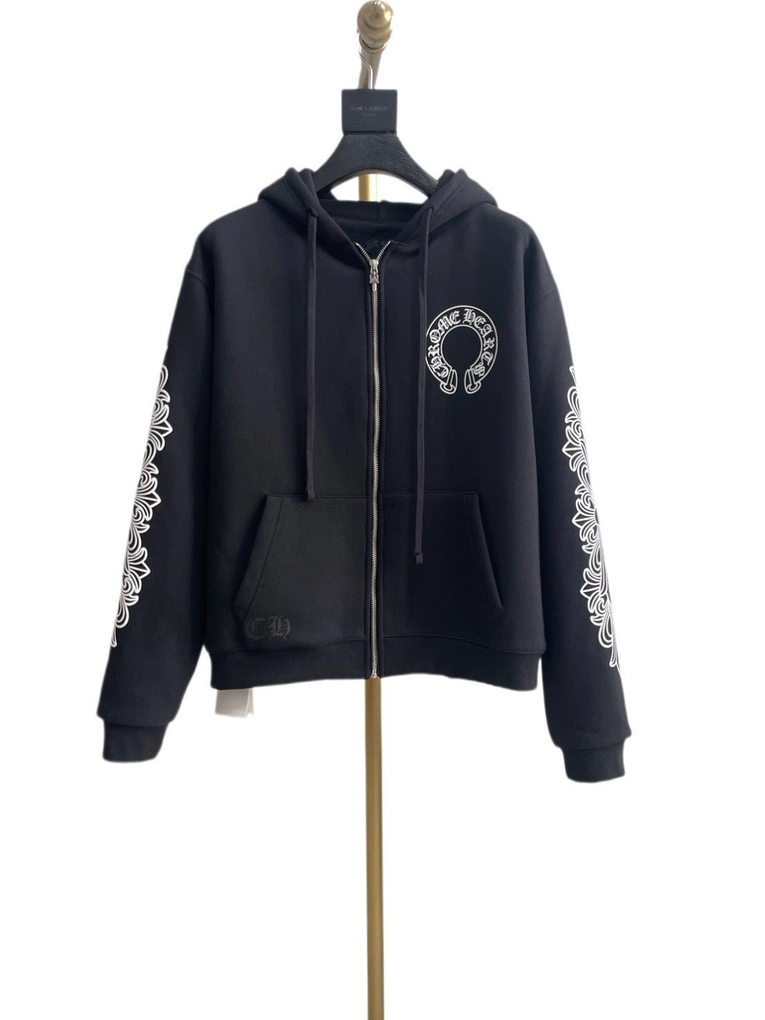 Schwarzer Reißverschluss-Cardigan mit Ärmelprint – Herren