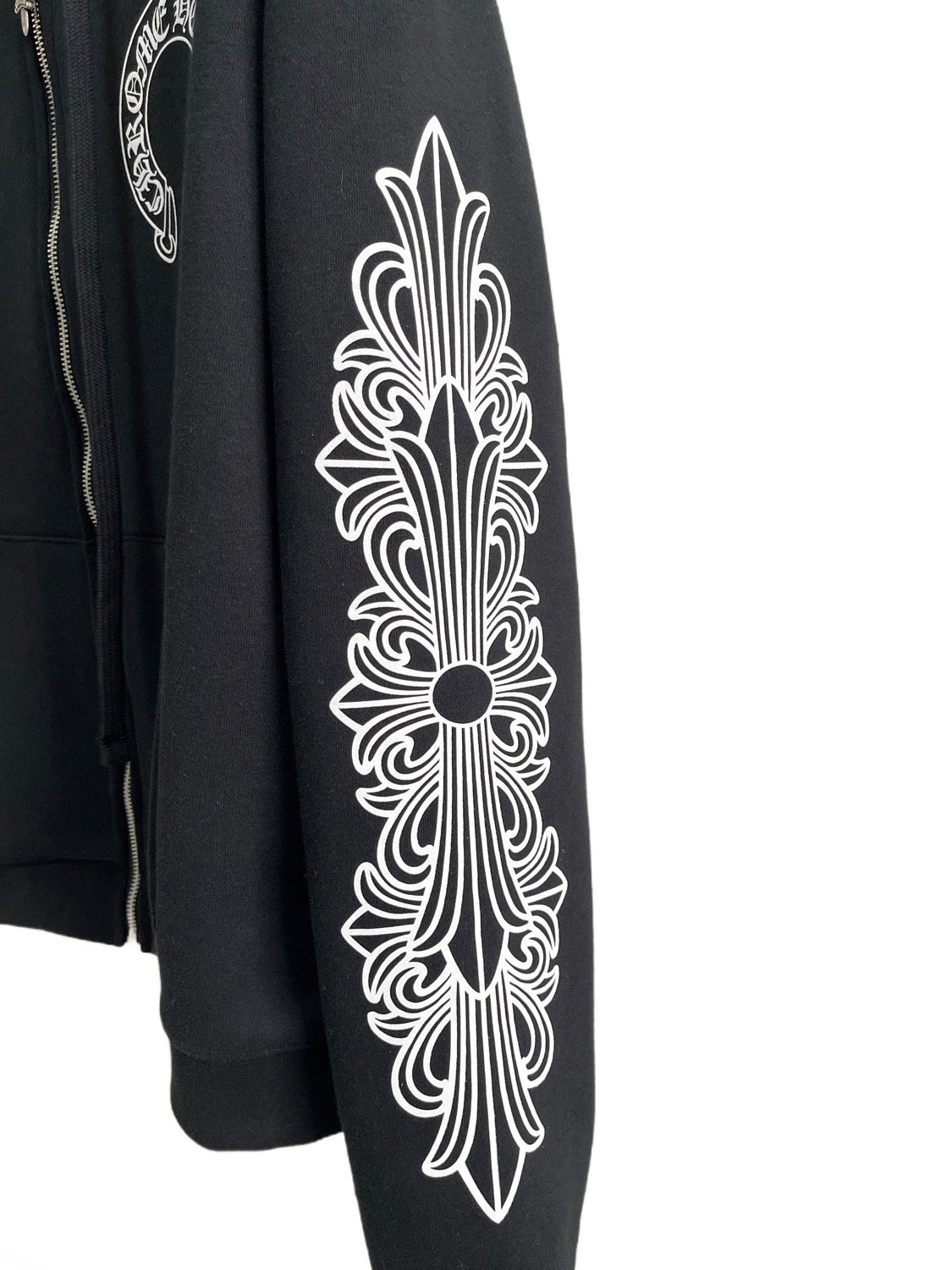 Schwarzer Reißverschluss-Cardigan mit Ärmelprint – Herren