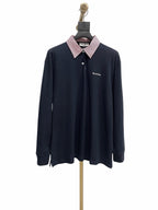 Navy Cotton Contrast Collar Long-Sleeve - Men's