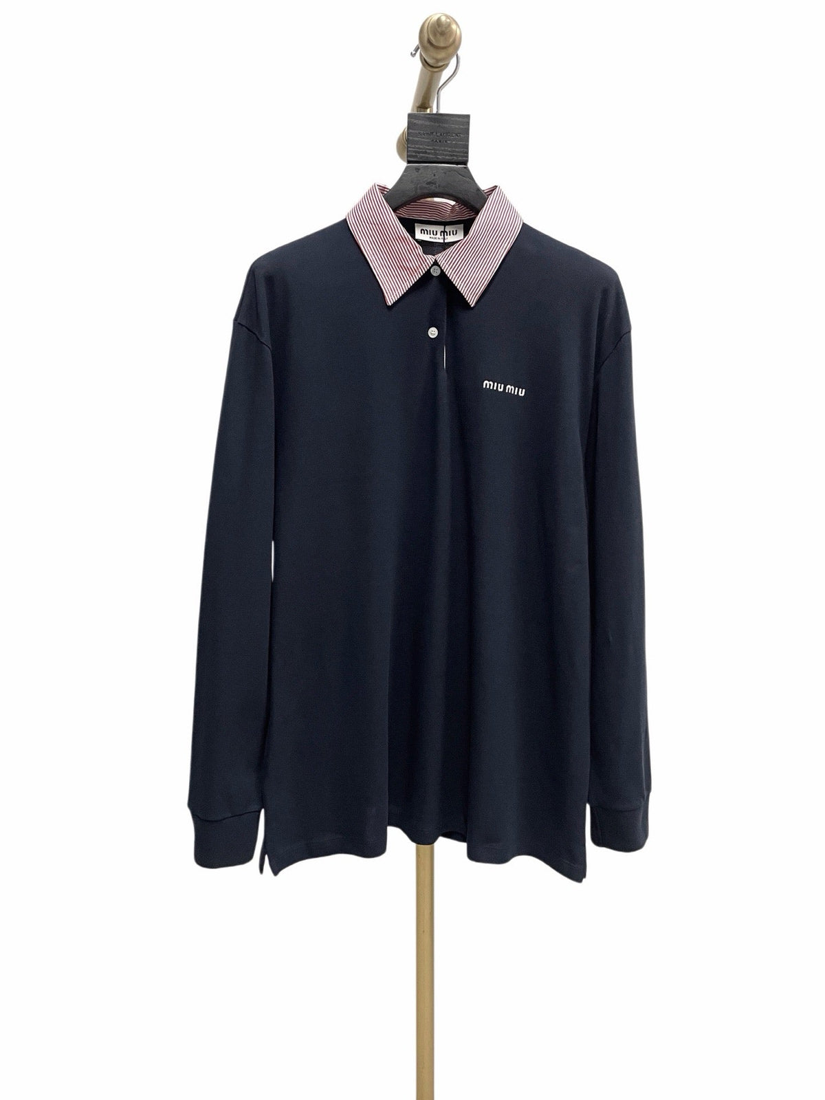 Navy Cotton Contrast Collar Long-Sleeve - Men's