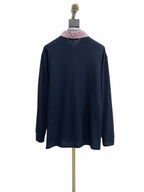 Navy Cotton Contrast Collar Long-Sleeve - Men's