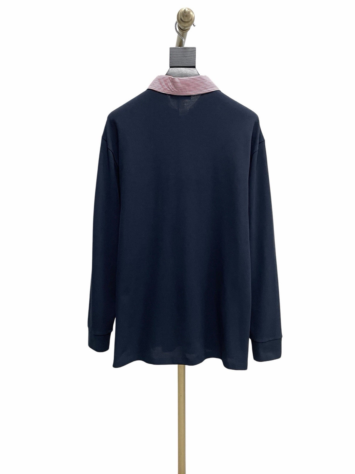 Navy Cotton Contrast Collar Long-Sleeve - Men's