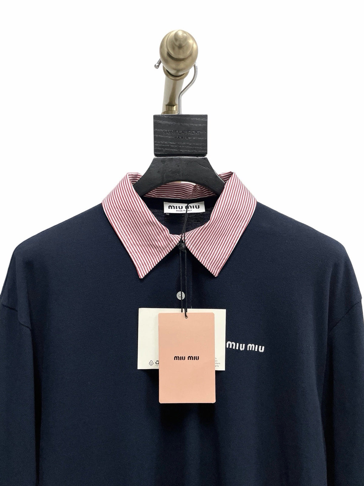 Navy Cotton Contrast Collar Long-Sleeve - Men's
