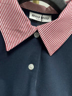 Navy Cotton Contrast Collar Long-Sleeve - Men's