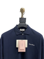 Marineblaues Baumwoll-Langarmshirt – Herren