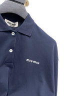 Marineblaues Baumwoll-Langarmshirt – Herren
