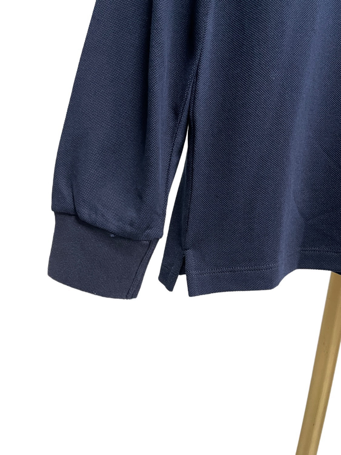 Marineblaues Baumwoll-Langarmshirt – Herren