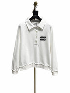 White Cotton Text Logo Long-Sleeve - Men's