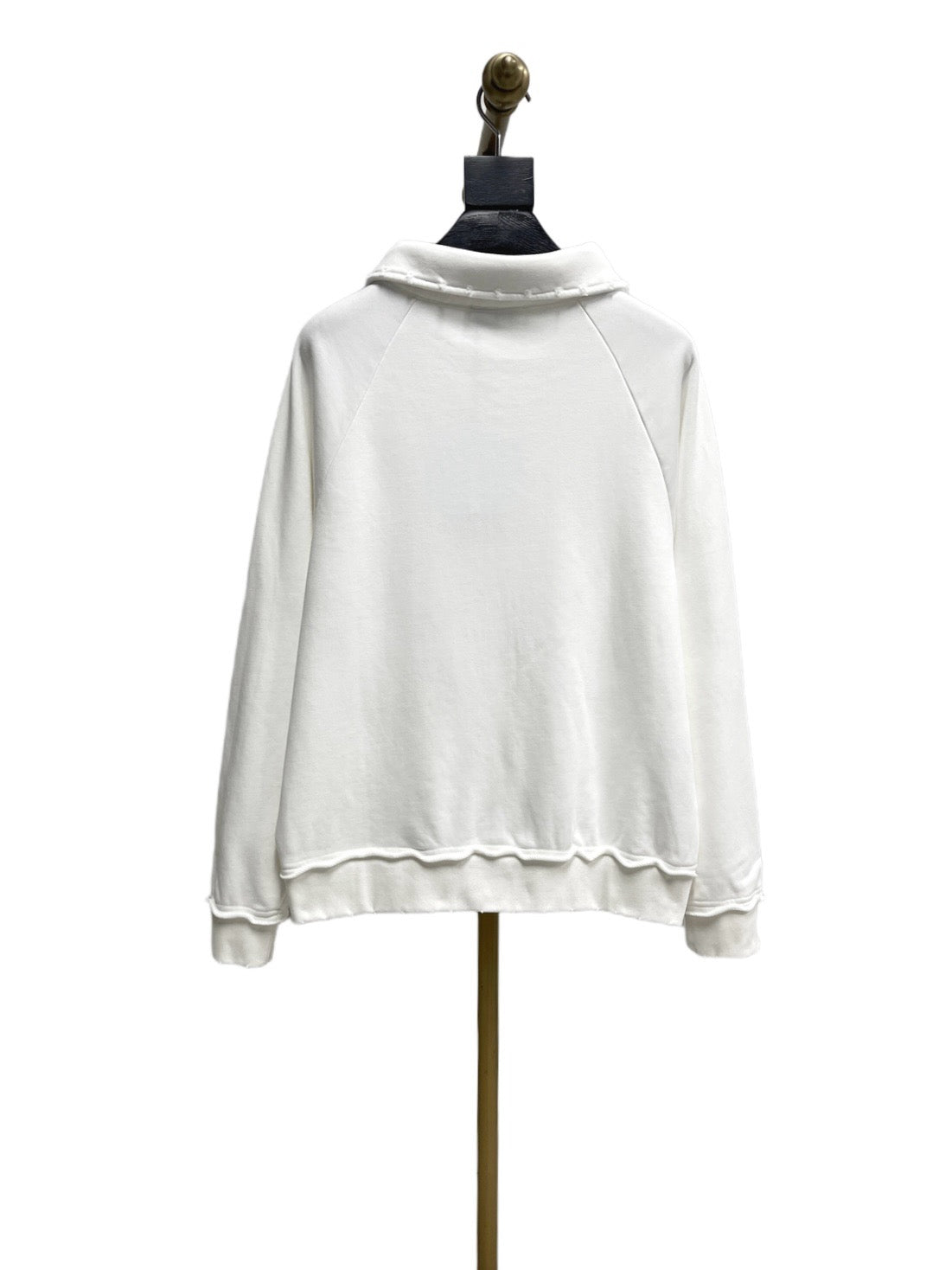 White Cotton Text Logo Long-Sleeve - Men's