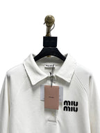White Cotton Text Logo Long-Sleeve - Men's