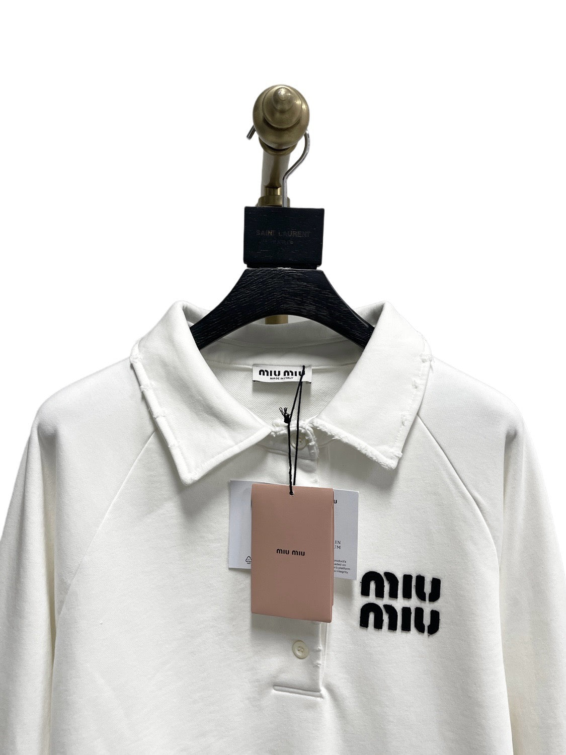 White Cotton Text Logo Long-Sleeve - Men's