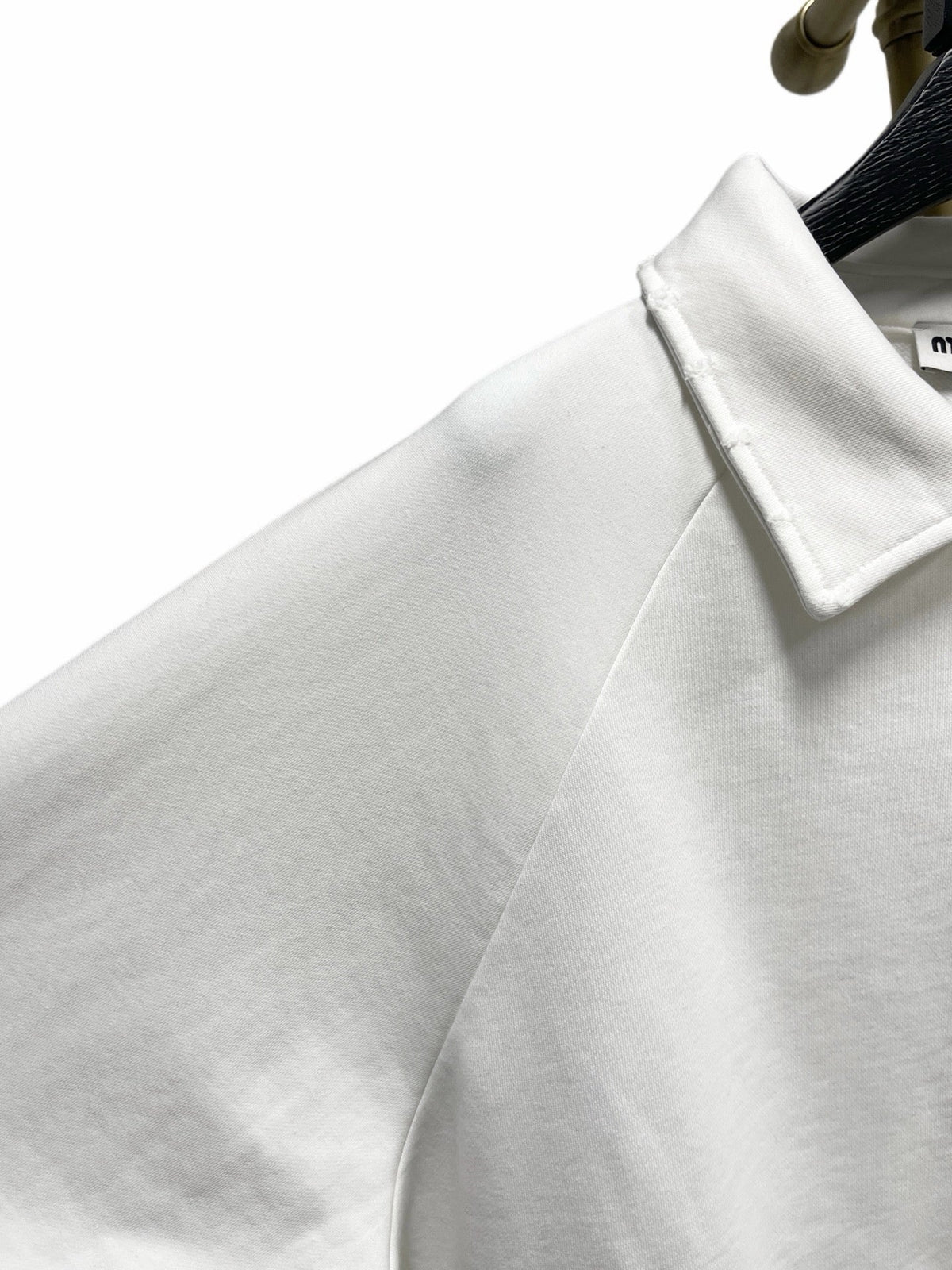White Cotton Text Logo Long-Sleeve - Men's