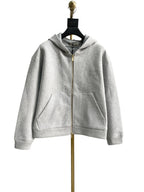 Grauer Baumwoll-Reißverschluss-Hoodie – Herren