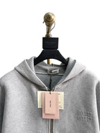 Grauer Baumwoll-Reißverschluss-Hoodie – Herren