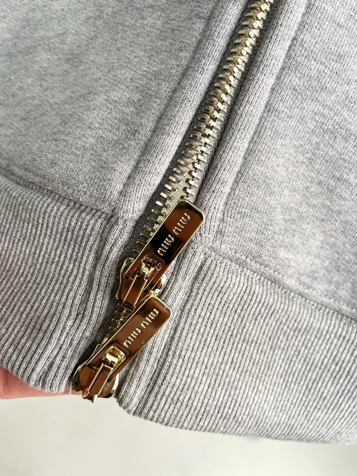 Grauer Baumwoll-Reißverschluss-Hoodie – Herren