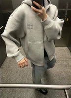 Grauer Baumwoll-Reißverschluss-Hoodie – Herren