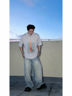 Cream Cotton Print Short-Sleeve - Men's
