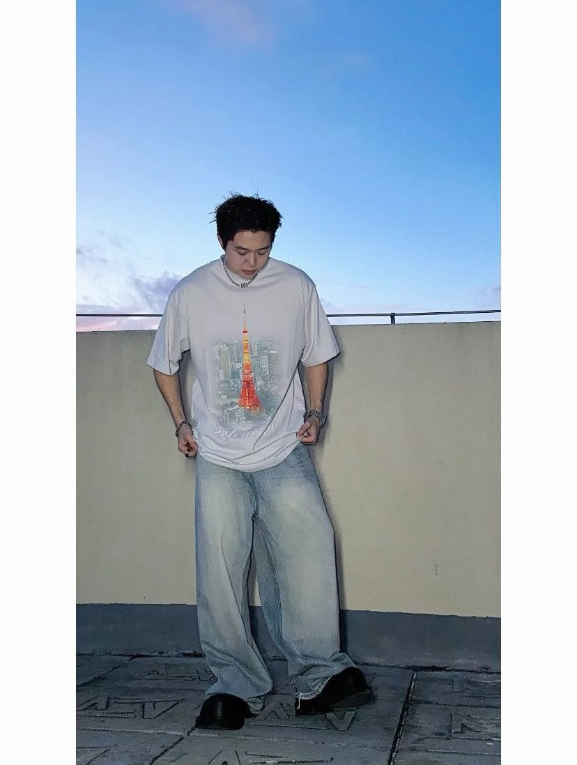 Cream Cotton Print Short-Sleeve - Men's