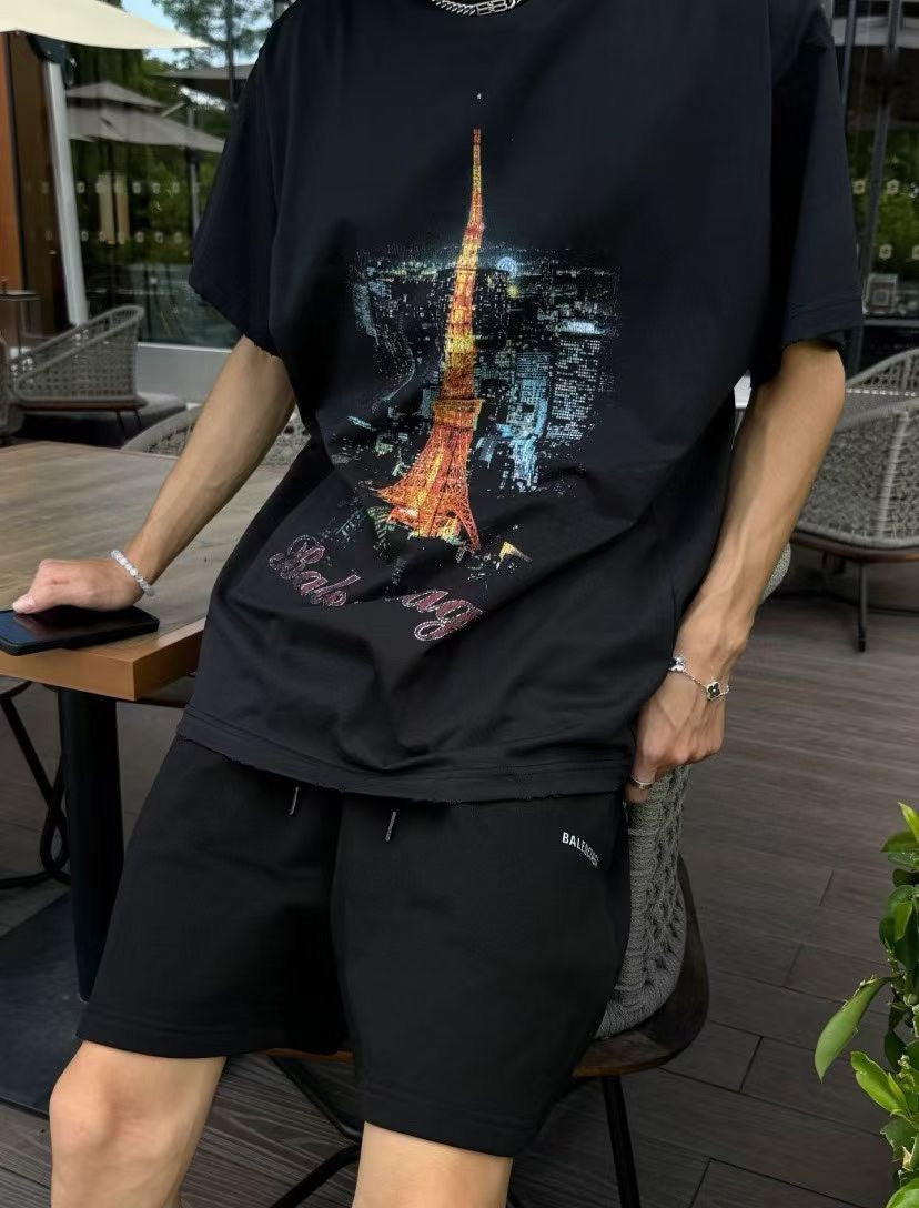 Cream Cotton Print Short-Sleeve - Men's