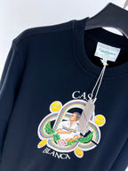 Marineblaues Baumwoll-Sweatshirt mit Emblem-Grafik – Herren