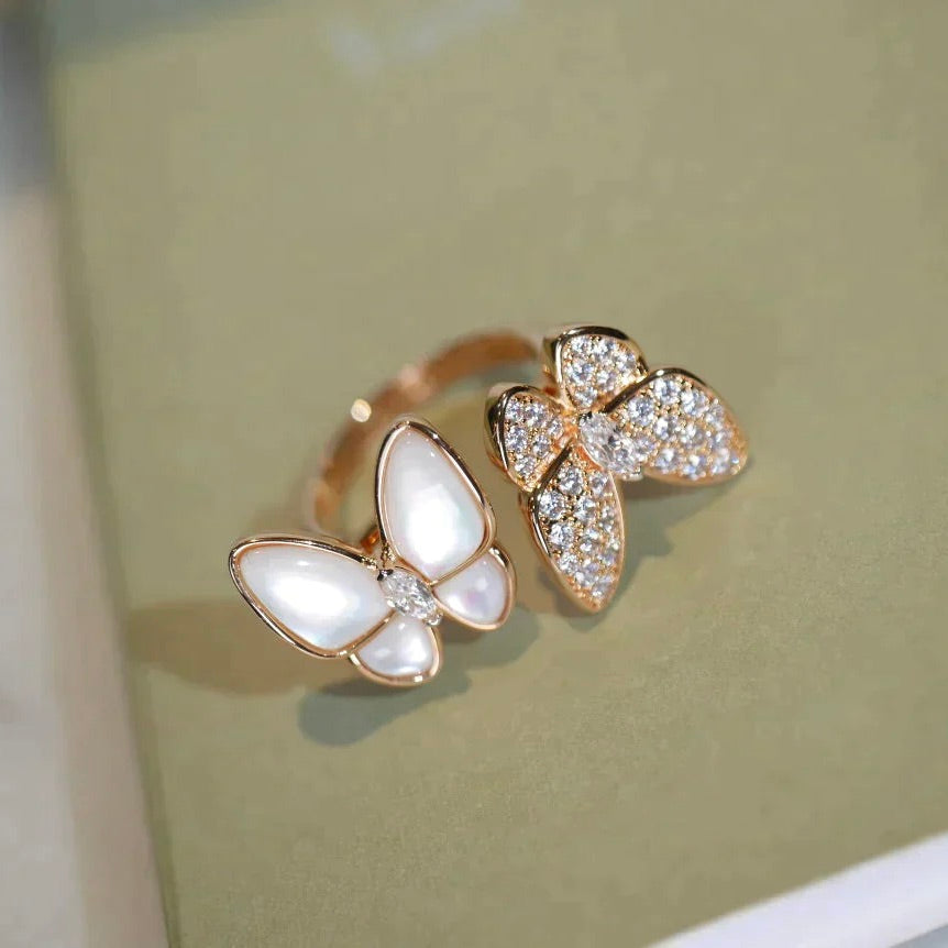Twin Butterfly Diamond Mop Ring – LUX VERSE Luxury Designer Fashion Outlet