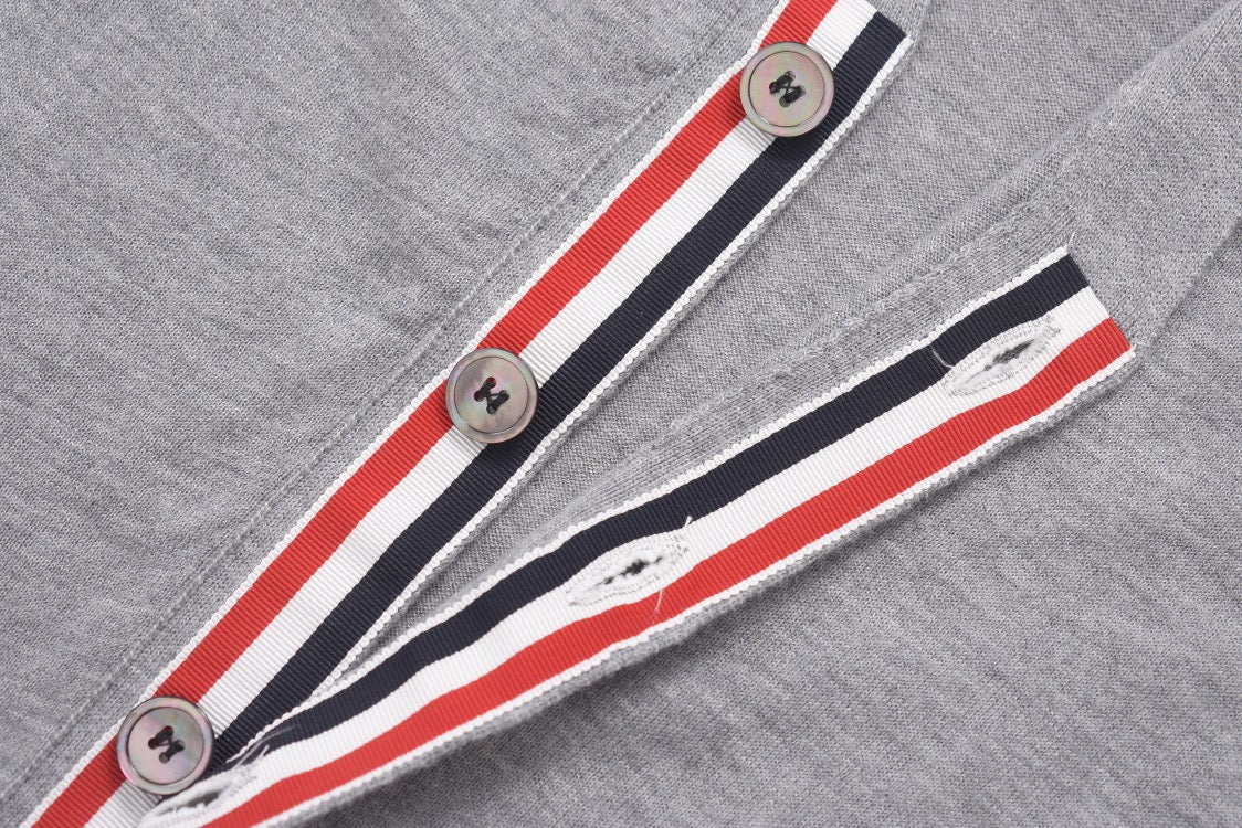 Grauer Woll-Cardigan mit vier Balken - Herren