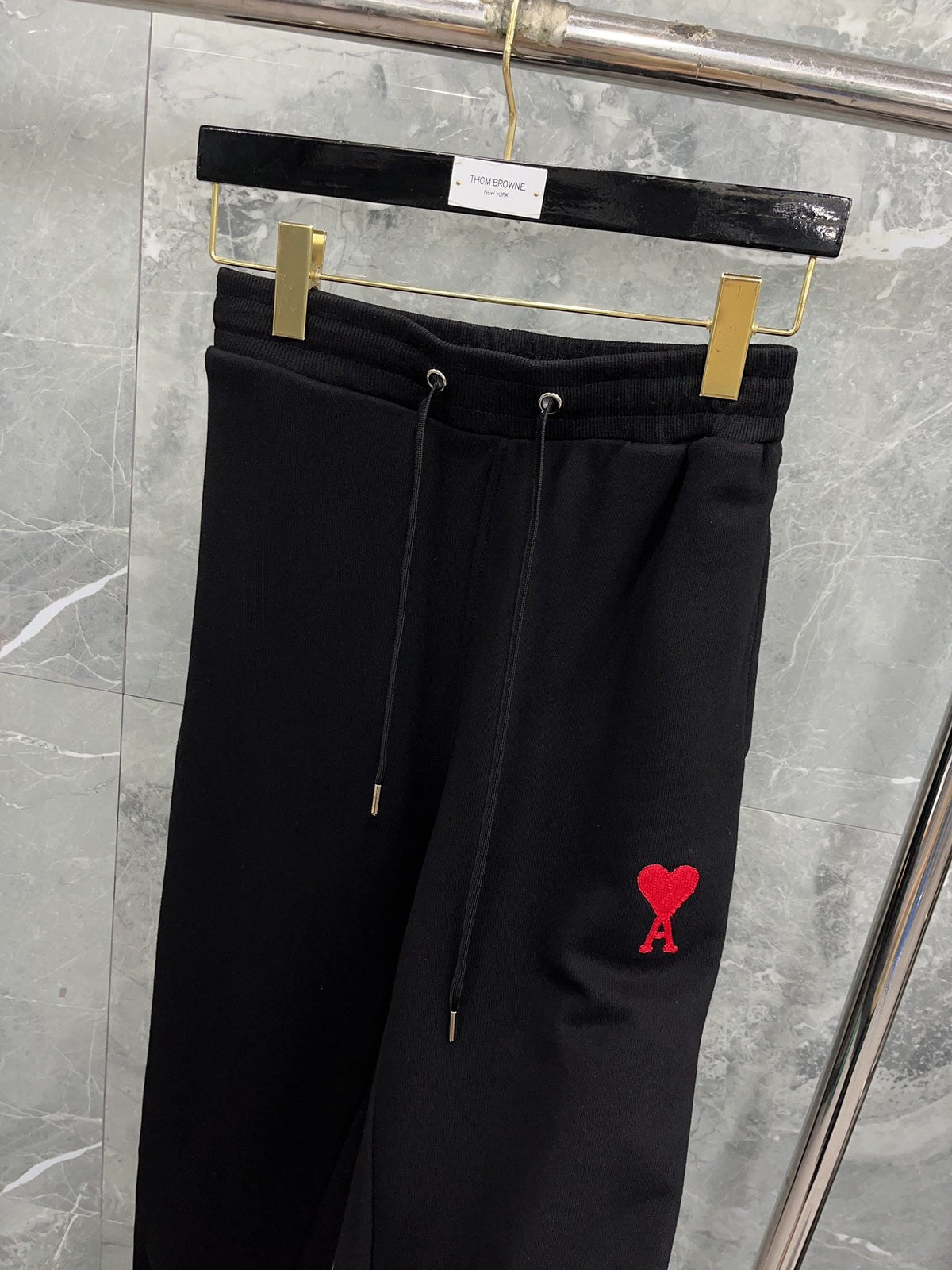 Black Cotton Heart Logo Joggers - Men's