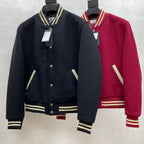 Navy Wool Contrast Trim Varsity - Men's