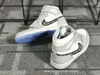 White Leather Print High-Top - Men's