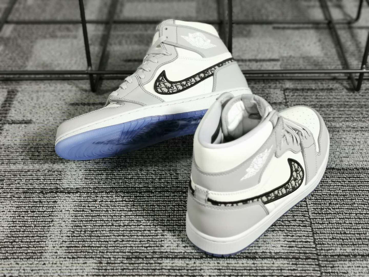White Leather Print High-Top - Men's
